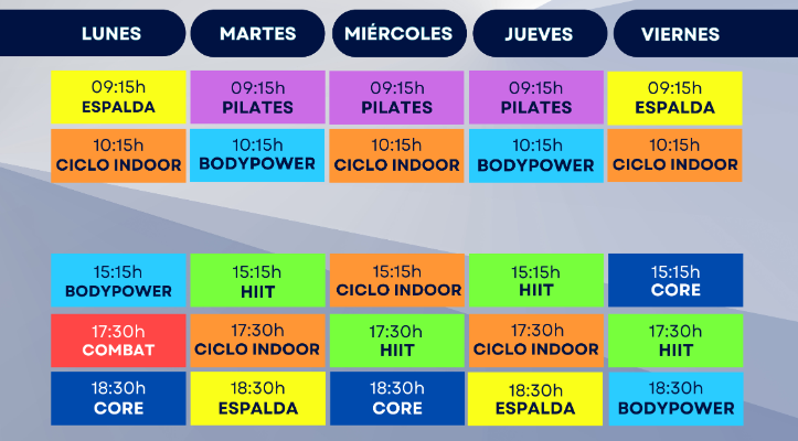 Nuevo horario de actividades  